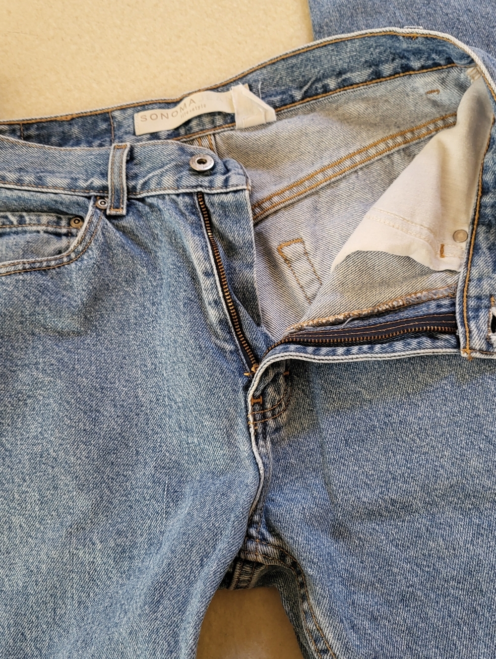 Vintage 90's, Cotton Blue Jeans Size 29, med blue wash denim, Straight Leg - Picture 10 of 10